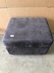 DARK GREY SUEDE OTTOMAN FOOT STOOL: LOCATION - FLOOR(COLLECTION OR OPTIONAL DELIVERY AVAILABLE)