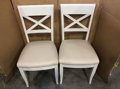 2 X GREY WOODEN DINING CHAIRS: LOCATION - FLOOR(COLLECTION OR OPTIONAL DELIVERY AVAILABLE)