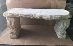 TIMBER SEAT- LARGE STRAIGHT TIMBER SEAT ON SQUIRREL PLINTHS - COLLECTION ONLY - LOCATION FLOOR