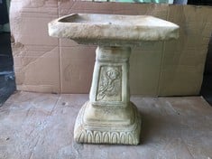 CLASICO BIRD BATH- SQUARE BIRD BATH ABORNED WITH A ROSE - COLLECTION ONLY - LOCATION FLOOR