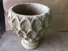 PINEAPPLE URN- DEEP PINEAPPLE PATTERN PLANTER ON CIRCULAR BASE, 2 PIECE - COLLECTION ONLY - LOCATION FLOOR