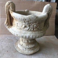 TWO-HANDED URN- LARGE DECORATIVE 2-HANDED URN, 2 PIECES - COLLECTION ONLY - LOCATION FLOOR