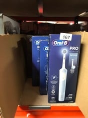 QUANTITY OF ITEMS TO INCLUDE ORAL-B VITALITY PRO ELECTRIC TOOTHBRUSHES ADULTS, 1 HANDLE, 2 TOOTHBRUSH HEADS, 3 BRUSHING MODES INCLUDING SENSITIVE PLUS, BLUE: LOCATION - B RACK