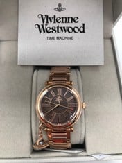 VIVIENNE WESTWOOD MOTHER ORB LADIES QUARTZ WATCH WITH BROWN MOP DIAL & ROSE GOLD STAINLESS STEEL BRACELET VV006PBRRS.: LOCATION - A RACK