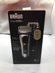 BRAUN SERIES 9 PRO ELECTRIC SHAVER WITH 3+1 HEAD, PROLIFT TRIMMER, CHARGING STAND & TRAVEL CASE, SONIC TECHNOLOGY, 9417S.: LOCATION - A RACK