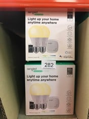 QUANTITY OF ITEMS TO INCLUDE SENGLED ELEMENT CLASSIC SMART E27 BASE, DIMMABLE LED LIGHT SOFT WHITE 2700K 60W EQUIVALENT, STARTER KIT (2 A60 BULBS + HUB), WORKS WITH ALEXA AND GOOGLE ASSISTANT: LOCATI