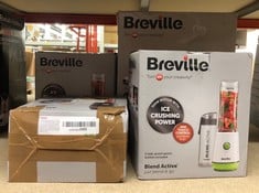 QUANTITY OF KITCHEN & APPLIANCES ITEMS TO INCLUDE BREVILLE BLEND ACTIVE PERSONAL BLENDER & SMOOTHIE MAKER | 350W | 2 PORTABLE BLEND ACTIVE BOTTLES (600ML) | LEAK PROOF LIDS | WHITE & GREEN [VBL246]: