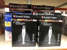 QUANTITY OF KITCHEN & APPLIANCES ITEMS TO INCLUDE RUSSELL HOBBS FOOD COLLECTION ELECTRIC HAND BLENDER, 2 SPEEDS AND PULSE TECHNOLOGY, DETACHABLE BLENDING LEG FOR EASY CLEANING, STAINLESS STEEL BLADES