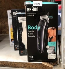 QUANTITY OF HEALTH & BEAUTY ITEMS TO INCLUDE BRAUN BODY GROOMER 5, MANSCAPE TOOL FOR MEN WITH SKINSHIELD TECHNOLOGY, SENSITIVE COMB, WET & DRY, 100% WATERPROOF, UK 2 PIN PLUG, BG5350, GREY/WHITE: LOC