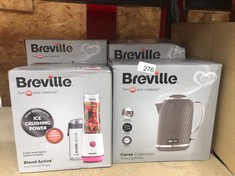 QUANTITY OF KITCHEN & APPLIANCES ITEMS TO INCLUDE BREVILLE BLEND ACTIVE PERSONAL BLENDER & SMOOTHIE MAKER | 350W | 2 PORTABLE BLEND ACTIVE BOTTLES (600ML) | LEAK PROOF LIDS | WHITE & PINK [VBL248]: L