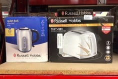 QUANTITY OF KITCHEN & APPLIANCES ITEMS TO INCLUDE RUSSELL HOBBS TEXTURES 2 SLICE TOASTER (EXTRA WIDE SLOTS, 6 BROWNING LEVELS, FROZEN, CANCEL & REHEAT FUNCTION WITH INDICATOR LIGHTS, REMOVABLE CRUMB