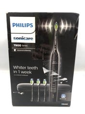 PHILIPS SONICARE 7900 SERIES ELECTRIC TOOTHBRUSH, SONIC TOOTHBRUSH WITH APP, ADVANCED WHITENING, 4 BRUSHING MODES AND 3 INTENSITY LEVELS, PRESSURE SENSOR, CHARGING TRAVEL CASE, BLACK, MODEL HX9631/17