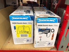 2 X GENUINE SILVERLINE SILVERSTORM 500W ELECTRIC HOIST 250KG 500W | 264782.: LOCATION - D RACK