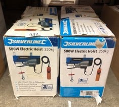 2 X GENUINE SILVERLINE SILVERSTORM 500W ELECTRIC HOIST 250KG 500W | 264782.: LOCATION - D RACK