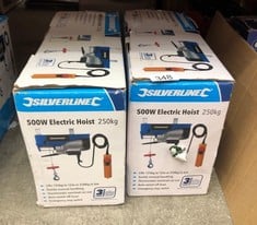 2 X GENUINE SILVERLINE SILVERSTORM 500W ELECTRIC HOIST 250KG 500W | 264782.: LOCATION - D RACK