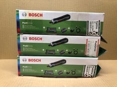 QUANTITY OF TOOLS & HOME IMPROVEMENT ITEMS TO INCLUDE 3 X BOSCH HOME AND GARDEN CORDLESS SCREWDRIVER PUSHDRIVE (3.6 VOLT, 32 BITS, IN STORAGE BOX): LOCATION - E RACK