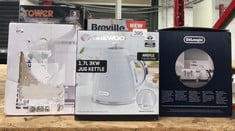 QUANTITY OF KITCHEN & APPLIANCES ITEMS TO INCLUDE DAEWOO ARGYLE COLLECTION, 1.7L, ELECTRIC KETTLE WITH REMOVABLE LID AND FILTER FOR AN EASY CLEAN, AUTO SHUT OFF AND POWER INDICATOR FOR SAFETY, WHITE: