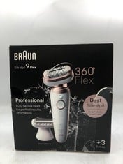 BRAUN SILK-ÉPIL 9 FLEX, EPILATOR WITH 360° FLEXIBLE HEAD FOR EASY HAIR REMOVAL, WET & DRY, LASTING SMOOTH SKIN, WITH LADY SHAVER HEAD & TRIMMER COMB, 9-030 3D, WHITE/ROSE TITAN.: LOCATION - TOP 50 RA