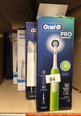 QUANTITY OF HEALTH & BEAUTY ITEMS TO INCLUDE ORAL-B PRO JUNIOR KIDS ELECTRIC TOOTHBRUSH, 1 TOOTHBRUSH HEAD, 3 MODES WITH KID-FRIENDLY SENSITIVE MODE, FOR AGES 6+, 2 PIN UK PLUG, GREEN: LOCATION - A R