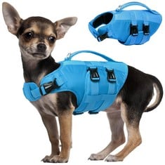 22 X KUOSER DOG LIFE JACKET, DOG SWIMMING VEST, DOG LIFE JACKET MEDIUM, ADJUSTABLE DOG LIFE JACKET SMALL, DOG BUOYANCY AID, DOG LIFE JACKETS SWIMMING POOL BLUE S - TOTAL RRP £238: LOCATION - B RACK