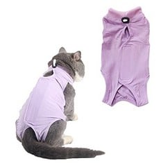 14 X HAC RAHO RECOVERY SUIT FOR CAT, 1 PACK PURPLE BREATHABLE CAT CLOTHING CAT RECOVERY SUIT PET SURGICAL RECOVERY VEST SHIRT FOR CATS, M - TOTAL RRP £107: LOCATION - B RACK