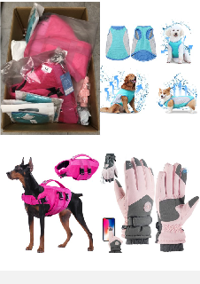 QUANTITY OF ASSORTED ITEMS TO INCLUDE DOG COOLING VEST INSTANT COOLING T-SHIRTS FOR SUMMER EVAPORATIVE MICROFIBER SUN PROTECTION JACKET LIGHTWEIGHT FOR WALKING, RUNNING HIGH VISIBILITY FOR OUTDOOR AC