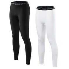 9 X HYCOPROT MEN'S COMPRESSION PANTS ATHLETIC TIGHT,LEGGINGS BASE LAYER BOTTOMS FOR RUNNING WORKOUT SPORTS YOGA BASKETBALL BLACK-WHITE - TOTAL RRP £127: LOCATION - B RACK