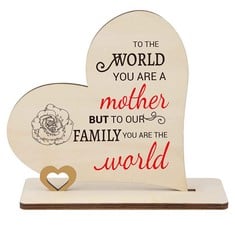 26 X ADISNO GIFTS FOR MUM, HANDMADE WOODEN HEART PLAQUE, MOTHERS DAY GIFT CARD, MOTHERS DAY BIRTHDAY GIFTS FOR MUM FROM DAUGHTER SON, 18 X 19 CM - TOTAL RRP £195: LOCATION - B RACK