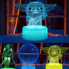 25 X TH COHEE 3D YODA STAR WARS NIGHT LIGHT FOR KIDS 3 PATTERN AND 16 COLOR REMOTE CONTROL FOR BEDROOM HOME DECORATION STAR WARS GIFTS FOR BOYS GIRLS STAR WARS FAN - TOTAL RRP £333: LOCATION - B RACK