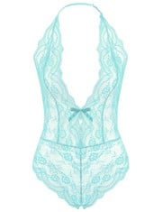 33 X AMORBELLA WOMENS SEXY TEDDY LINGERIE ONE PIECE LACE BODYSUIT DEEP V (GREEN,XXL) - TOTAL RRP £275: LOCATION - B RACK