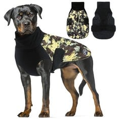 12 X ALAGIRLS DOG VESTS FOR WINTER, REVERSIBLE WARM DOG WINTER COAT WITH HIGH COLLAR, REFLECTIVE COLD WEATHER DOG JACKET VEST PET APPAREL OUTFITS, BROWNSTARCAMO L - TOTAL RRP £220: LOCATION - C RACK