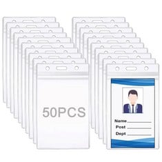 QUANTITY OF XHD 50PCS HORIZONTAL PLASTIC ID CARD HOLDERS, CLEAR ID BADGE HOLDER FOR NAME BADGE AND ID CARD - TOTAL RRP £254: LOCATION - C RACK