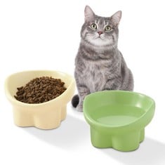 9 X 2PCS CERAMIC ELEVATED CAT BOWLS FOR INDOOR CATS, TILTED RAISED CAT FOOD BOWL, ANTI VOMIT CAT FOOD AND WATER BOWL SET, CAT DISHES FEEDER FOR CATS SMALL DOGS, PROTECT PET'S SPINE - TOTAL RRP £135: