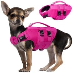 10 X KUOSER DOG LIFE JACKET, DOG SWIMMING VEST, DOG LIFE JACKET MEDIUM, ADJUSTABLE DOG LIFE JACKET SMALL, DOG BUOYANCY AID, DOG LIFE JACKETS SWIMMING POOL ROSERED M - TOTAL RRP £125: LOCATION - A RAC