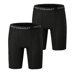 17 X HYCOPROT MEN'S COMPRESSION SHORTS SPANDEX SPORTS UNDERWEAR ATHLETIC PERFORMANCE BASE LAYER SHORTS QUICK-DRYING WORKOUT RUNNING ACTIVE TIGHTS (BLACK, M) - TOTAL RRP £226: LOCATION - C RACK