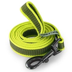 22 X WOLFONE 1.5M FLUORESCENT GREEN LIGHTWEIGHT TRAINING DOG/CAT LEAD? NON-SLIP LATEX SILK DAILY DOG/CAT LEAD FOR LARGE MEDIUM SMALL DOG/CATS - TOTAL RRP £146: LOCATION - A RACK