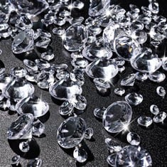 44 X VGOODALL 1000PCS DIAMOND DECORATIONS, CLEAR DIAMONDS FOR TABLE 5 SIZES FAKE DIAMONDS ACRYLIC GEMS CRYSTALS FOR VASE FILLERS WEDDING TABLE SCATTERS PARTY (0.6CM, 0.8CM, 1CM, 1.8CM, 3CM) - TOTAL R