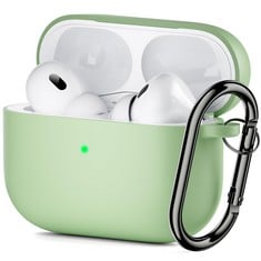 27 X ORNARTO COMPATIBLE WITH AIRPODS PRO 2 CASE SOFT SILICONE CASE FOR AIRPODS PRO 2ND GENERATION SHOCK-ABSORBING PROTECTIVE CASE COVER WITH CARABINER FRONT LED VISIBLE-PEA GREEN - TOTAL RRP £180: LO