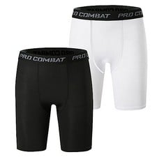 24 X HYPOCRITE MEN'S COMPRESSION SHORTS SPANDEX SPORTS UNDERWEAR ATHLETIC PERFORMANCE BASE LAYER SHORTS QUICK-DRYING WORKOUT RUNNING ACTIVE TIGHTS (UK, ALPHA, S, REGULAR, REGULAR, BLACK+WHITE) - TOTA