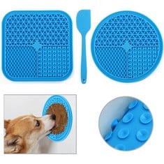 40 X SIS BOO DOG LICK MAT, 2 PIECES DOG LICKING MAT WITH 1 SILICONE SPATULA, NON-SLIP SILICONE DOG LICK MAT FOR DOG TREATS, CAT FOOD (BLUE) - TOTAL RRP £371: LOCATION - D RACK