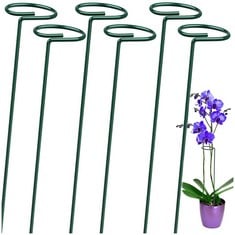 21 X OAHAO 6 PACK PLANT STAKES FOR FLOWERS, METAL SINGLE STEM PLANT SUPPORT, PLANT CAGE SUPPORT RING WITH 10 PCS PLANT CLIPS FOR CLIMBING PLANTS GARDEN STAKES FOR AMARYLLIS ORCHID LILY ROSE TOMATOES(