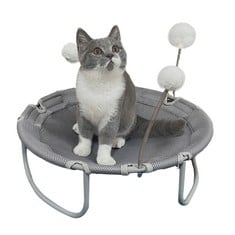 10 X NOCKOVI ROUND ELEVATED CAT HAMMOCK BED WITH REMOVABLE SPRING LOADED FUR BALL TOY AND WASHABLE BREATHABLE MESH FABRIC SMALL PET BED FOR SMALL ANIMALS SLEEPING UP TO 20 LBS-GRAY - TOTAL RRP £120: