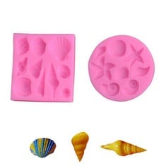 27 X 2 PIECES/SET SEASHELL SILICONE CAKE MOLD FONDANT MOLD 3D MARINE ANIMAL SILICONE FONDANT MOLD SET FOR CONCH STARFISH SHAPE CAKE CHOCOLATE CANDY FONDANT MUFFIN ICE DECORATION - TOTAL RRP £122: LOC