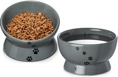 16 X Y YHY CAT BOWLS, 3.6 X 5.0INCH RAISED CAT BOWL, 15° TILTED ELEVATED CAT BOWL, PREMIUM CERAMIC PET DISHES & BOWLS, CAT FOOD & WATER BOWLS, CAT FEEDING BOWLS FOR CATS & SMALL DOGS, DISHWASHER SAFE