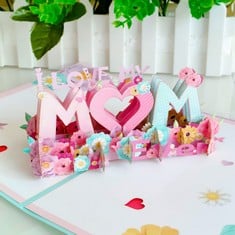 37 X ADISNO POP UP MOTHERS DAY CARDS, I LOVE MY MOM POP UP CARD, HANDMADE GREETING GIFT CARD, BIRTHDAY CARD FOR MUM FROM DAUGHTER/SON, 15 X 20 CM - TOTAL RRP £277: LOCATION - A RACK