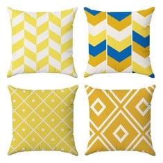 11 X JJ PRIME - CUSHION COVERS | GEOMETRIC YELLOW CUSHION COVERS 18X18 | YELLOW CUSHION COVERS 45 X 45 | SQUARE PILLOW CASES - YELLOW THROW PILLOW COVERS WITH INVISIBLE ZIPPERS (YELLOW) - TOTAL RRP £