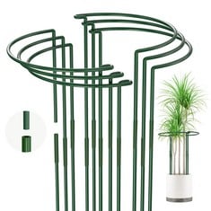 12 X KAZITOO 6 PACK 70CM BOW PLANT SUPPORT STAKES EXTRA LONG, ATTACHABLE STRONG LARGE TALL GREEN METAL GARDEN SUPPORTS, EASY CONNECTION TO EXTEND HALF ROUND PLANT STAKE RING CAGE FOR PEONIES ROSE (70