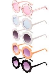 18 X 5 PAIRS KIDS SUNGLASSES CUTE ROUND SUNGLASSES FLOWER SHAPED GLASSES CHILDREN GIRL BOY GIFTS - TOTAL RRP £120: LOCATION - F RACK