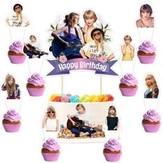 QUANTITY OF 25 PCS PARTY CAKE TOPPERS, HAPPY BIRTHDAY PARTY SUPPLIES DECORATIONS PERFECT FOR BOYS GIRLS BIRTHDAY CAKE DECORATIONS. - TOTAL RRP £118: LOCATION - F RACK