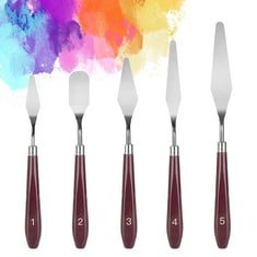 QUANTITY OF EHIOGU 5PCS PAINTING KNIFE SET,PALETTE KNIFE PAINTING TOOLS,STAINLESS STEEL SPATULA PALETTE KNIFE PAINTING SPATULA MIXING SPATULA PAINT OIL PAINTING ACCESSORIES ART- BROWN - TOTAL RRP £17